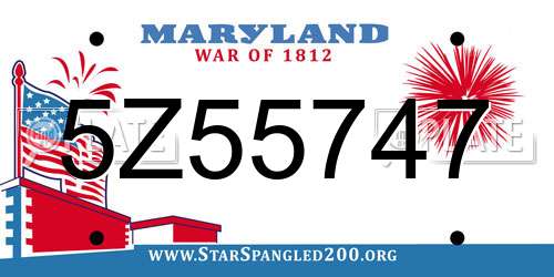 5Z55747 Maryland License Plate