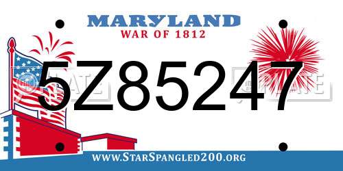 5Z85247 Maryland License Plate