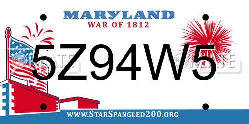 5Z94W5 Maryland License Plate