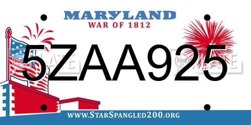 5ZAA925 Maryland License Plate