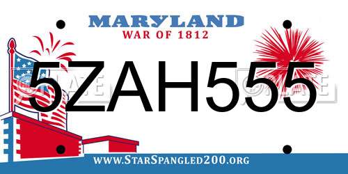 5ZAH555 Maryland License Plate