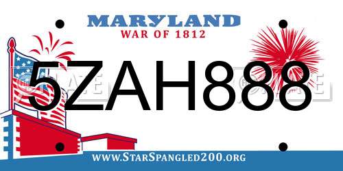 5ZAH888 Maryland License Plate