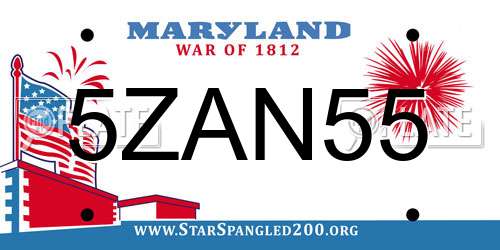 5ZAN55 Maryland License Plate