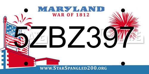 5ZBZ397 Maryland License Plate