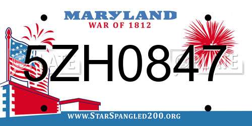 5ZH0847 Maryland License Plate