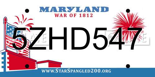 5ZHD547 Maryland License Plate
