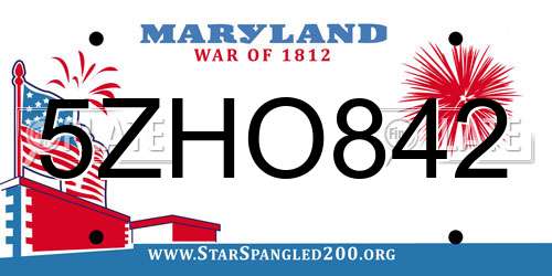 5ZHO842 Maryland License Plate