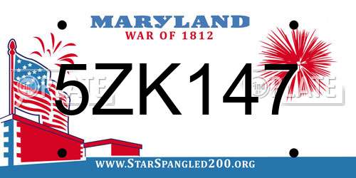 5ZK147 Maryland License Plate