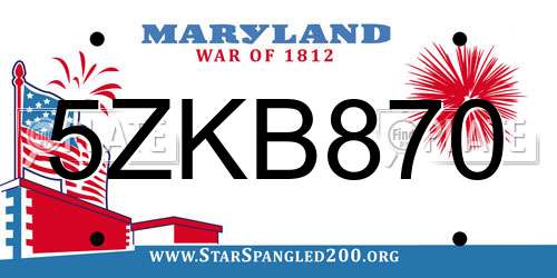 5ZKB870 Maryland License Plate