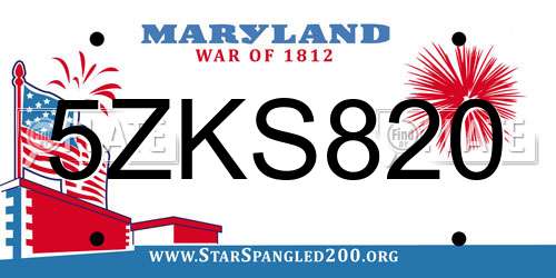 5ZKS820 Maryland License Plate