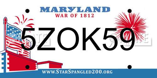 5ZOK59 Maryland License Plate