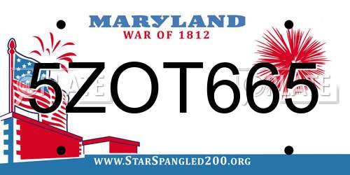 5ZOT665 Maryland License Plate
