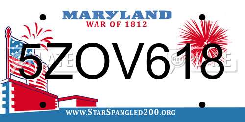 5ZOV618 Maryland License Plate