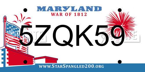 5ZQK59 Maryland License Plate