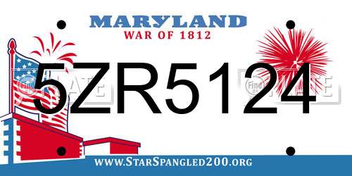 5ZR5124 Maryland License Plate