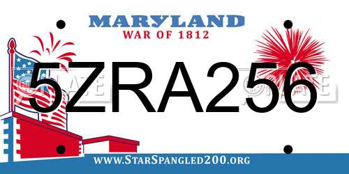 5ZRA256 Maryland License Plate