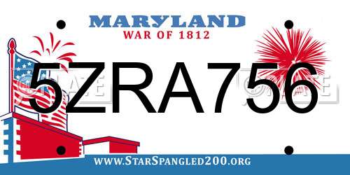 5ZRA756 Maryland License Plate