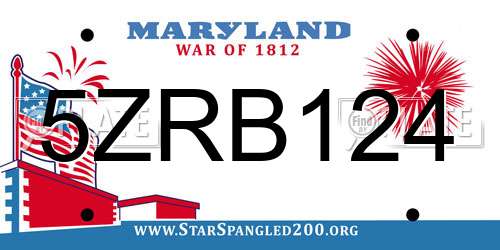 5ZRB124 Maryland License Plate