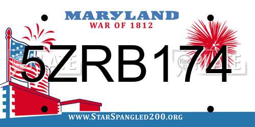 5ZRB174 Maryland License Plate