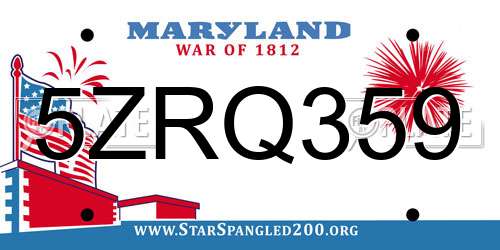 5ZRQ359 Maryland License Plate
