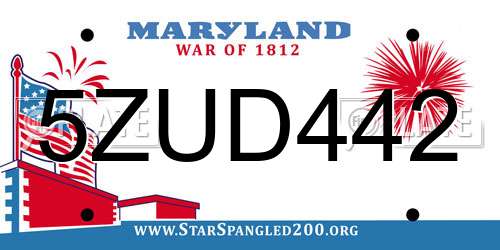5ZUD442 Maryland License Plate