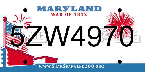 5ZW4970 Maryland License Plate