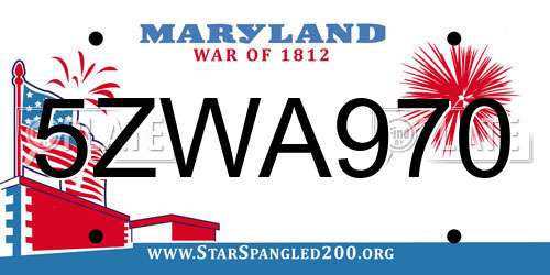 5ZWA970 Maryland License Plate