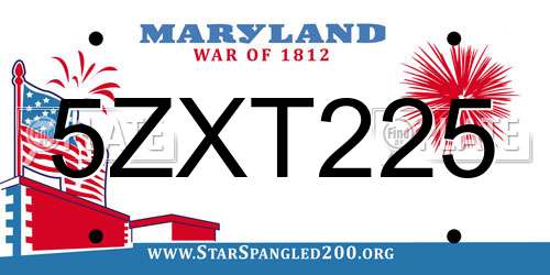 5ZXT225 Maryland License Plate