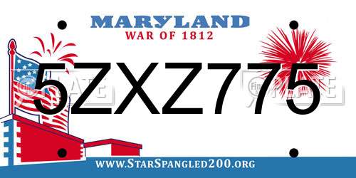 5ZXZ775 Maryland License Plate