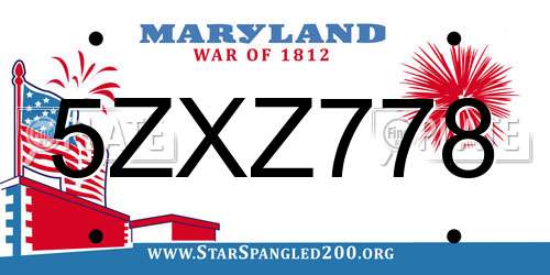 5ZXZ778 Maryland License Plate