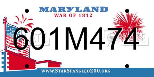 601M474 Maryland License Plate