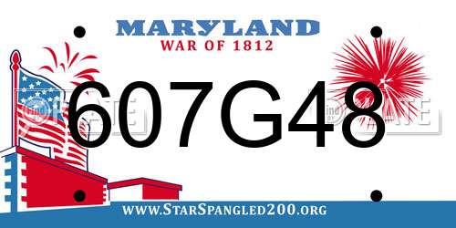 607G48 Maryland License Plate