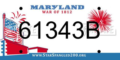 61343B Maryland License Plate