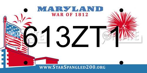 613ZT1 Maryland License Plate