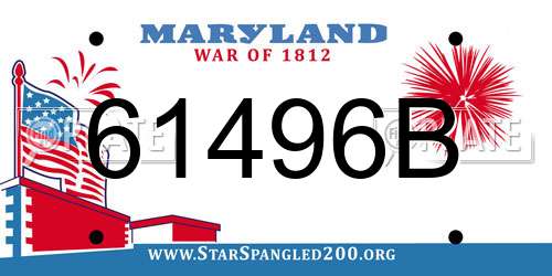 61496B Maryland License Plate