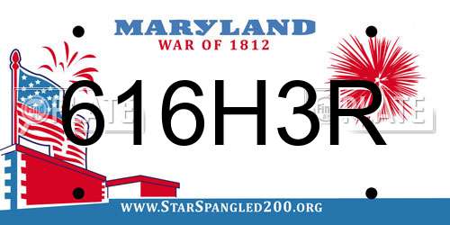 616H3R Maryland License Plate