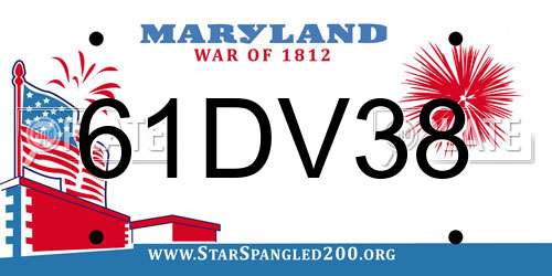 61DV38 Maryland License Plate