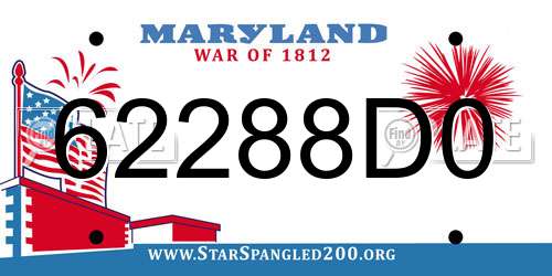 62288D0 Maryland License Plate