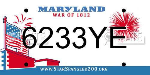 6233YE Maryland License Plate