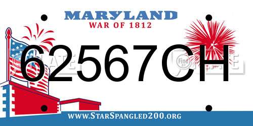 62567CH Maryland License Plate