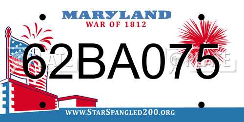 62BA075 Maryland License Plate