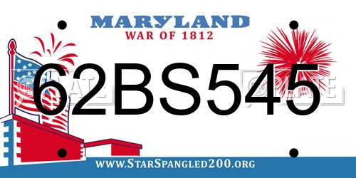 62BS545 Maryland License Plate