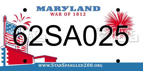 62SA025 Maryland License Plate