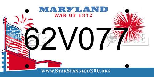 62V077 Maryland License Plate