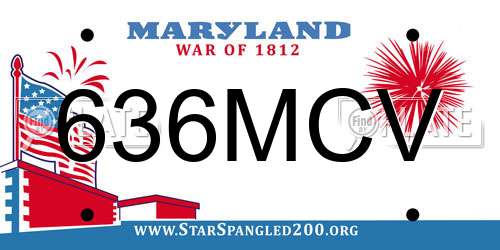 636MCV Maryland License Plate