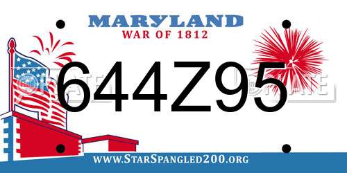 644Z95 Maryland License Plate