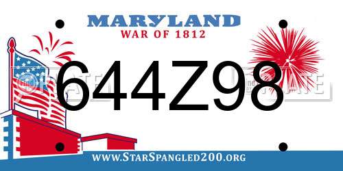 644Z98 Maryland License Plate