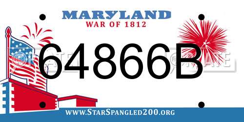 64866B Maryland License Plate