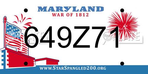 649Z71 Maryland License Plate