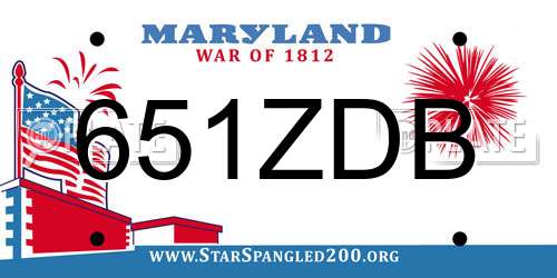 651ZDB Maryland License Plate